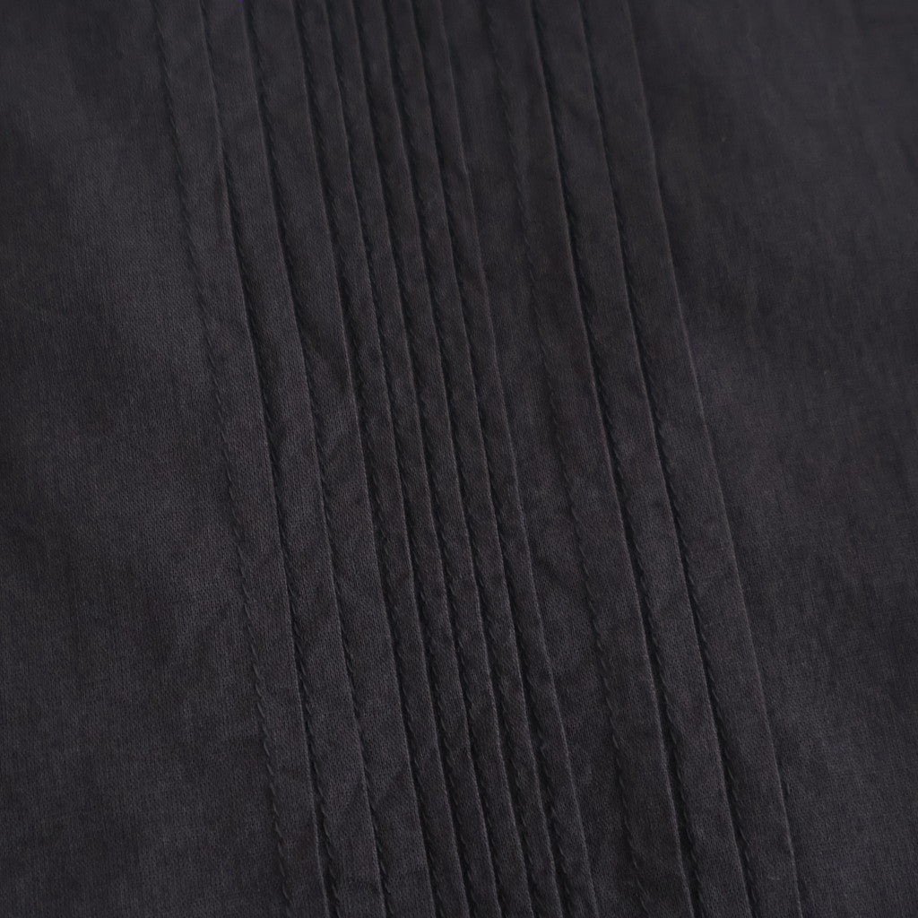 80s COTTON VOILE PLAIN BANDED COLLAR FRENCH/SL PINTUCK SHIRT #9900 BLACK [NSL26022]