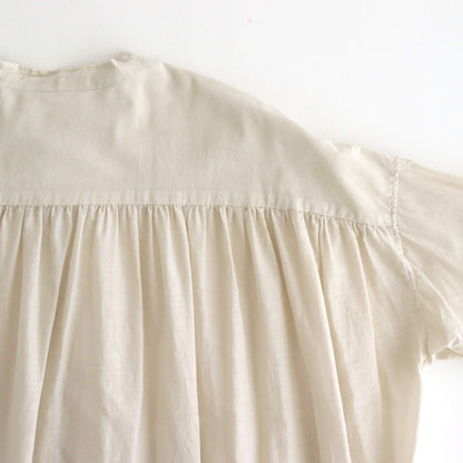 G.D COTTON SILK STAND COLLAR LONG SHIRT #Ivory [no.7366]