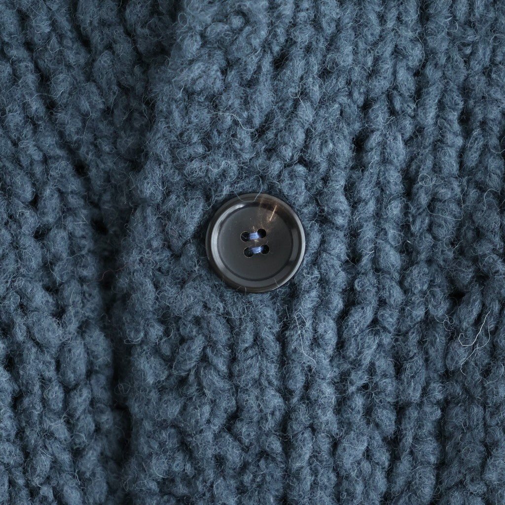 british super down slub felt yarn hand-knit cardigan #dark teal [WXFL-UW127]