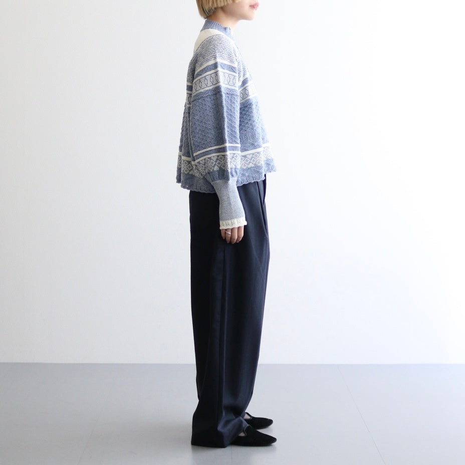 Foggy nordic knit blouse #Blue [242808]