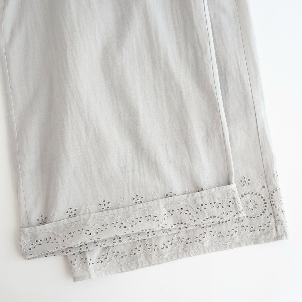 80s VOILE PLAIN WITH CUT WORK LACE EASY PANTS #9200 LT.GREY [INSL26345]
