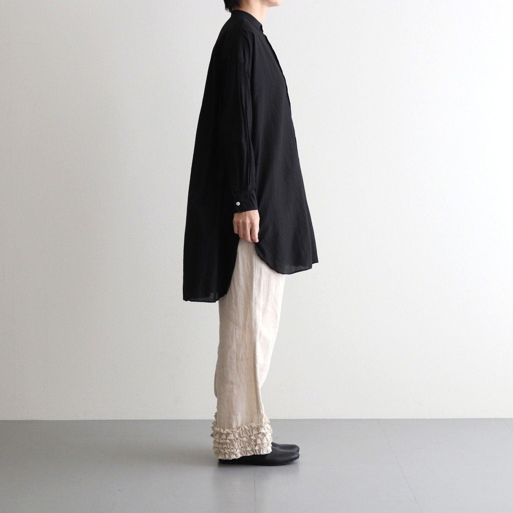 G.D COTTON SILK STAND COLLAR LONG SHIRT #Black [no.7366]