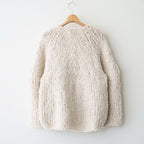 british super down slub felt yarn hand-knit cardigan #ecru [WXFL-UW127]