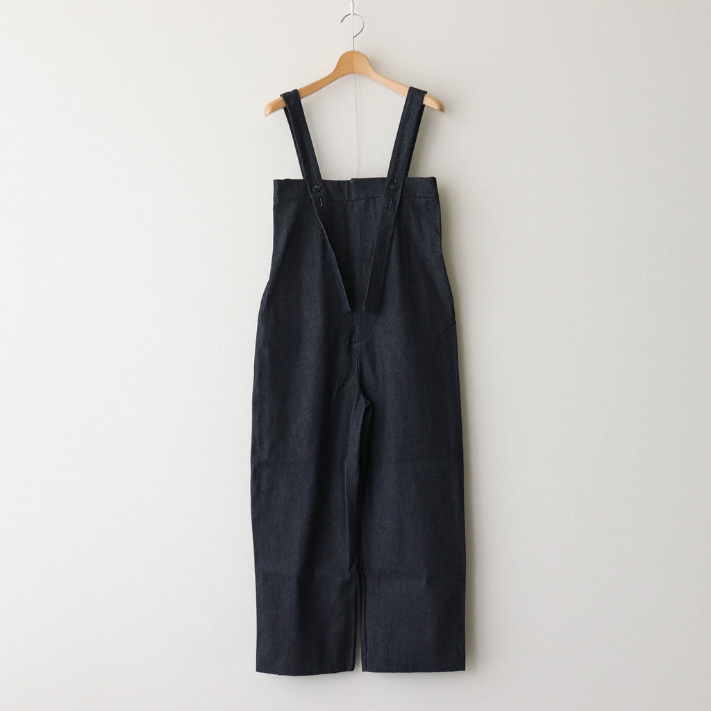 Straight line denim salopette #Indigo [1479-002]