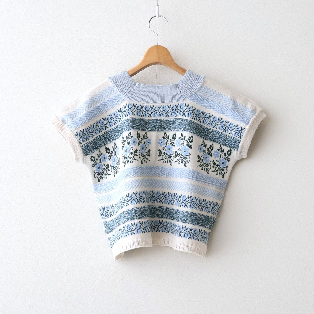Flower Jacquard Knit Blouse #Off white [261807]