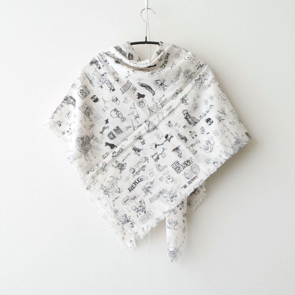 GRAFFITI GAUZE SHAWL #Flax [no.7960]