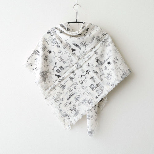 GRAFFITI GAUZE SHAWL #Flax [no.7960]