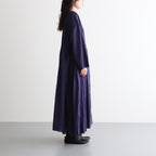 80s ORGANIC MICRO CHECK OVERDYE CREW-NECK BUTTON SHIRT MAXI DRESS WITH MINI PINTUCK #2813 PURPLE (D.PURPLE) [NMDS26234D]