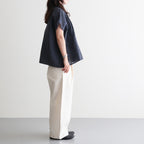 60s AUTO LOOM COTTON/LINEN STRIPE BANDED COLLAR FRENCH/SL PINTUCK SHIRTS #3991 NAVY/OFF.WHITE STRIPE [INSL26331]