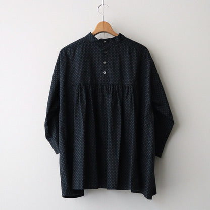 明滅する風景 Back open rectangle blouse #black/grey [TLF-125-sh005-gp]