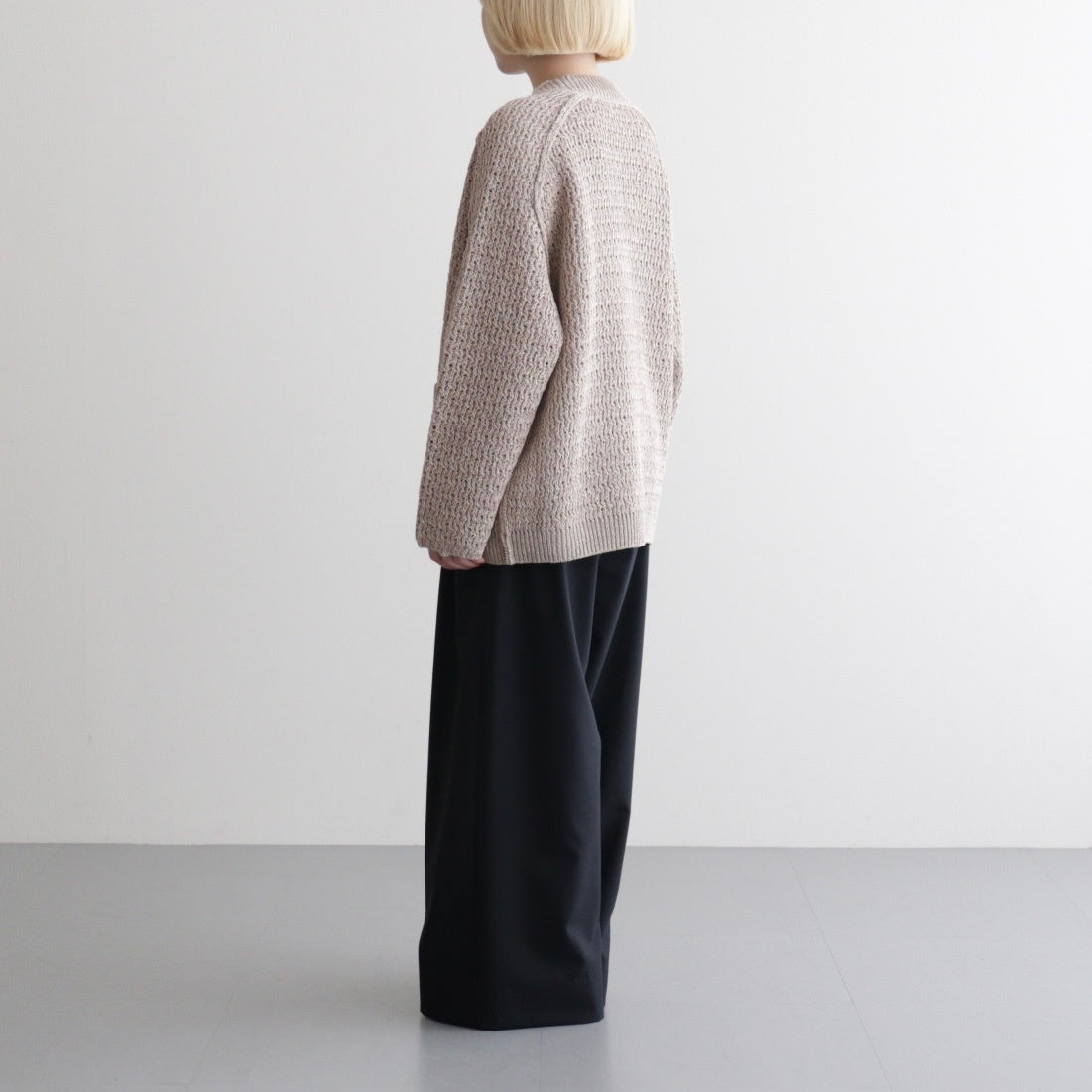 double honeycomb mesh-knit buttonless C/D #sand beige mix [WXSP-UW112]