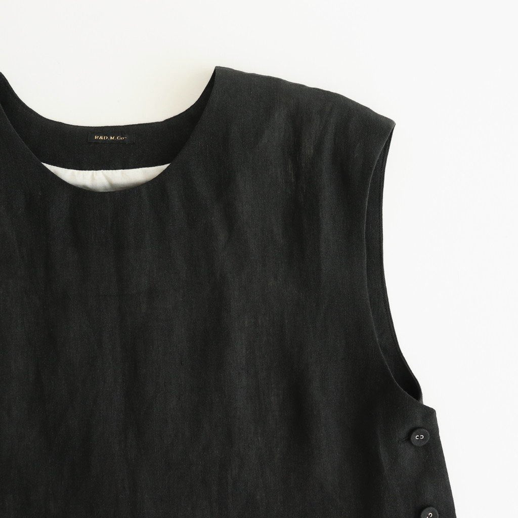 FRILL DECOLATION BUTTON BIB #Black [no.7316]