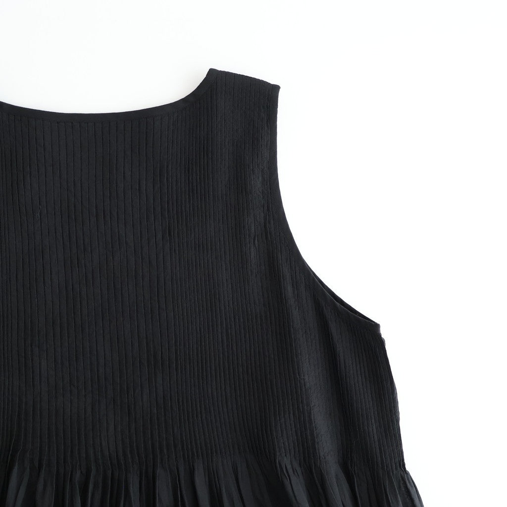 80s ORGANIC COTTON VOILE NO/SLEEVE PULLOVER DRESS WITH MINI PINTUCK #9900 BLACK [NMDS26244]