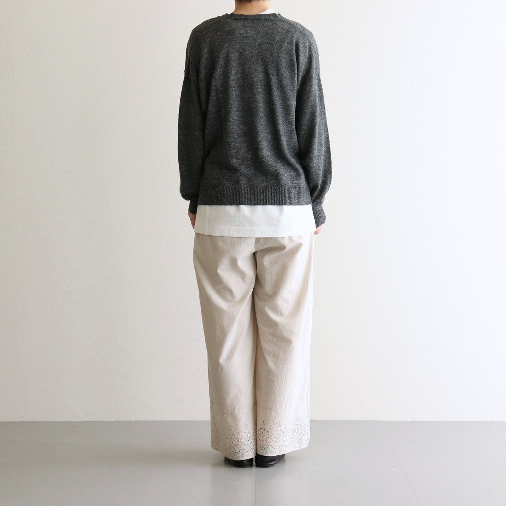 12GG 1PLY LINEN PLAIN V-NECK 1 BUTTON CARDIGAN #9800 CHARCOAL [GNSL23302]