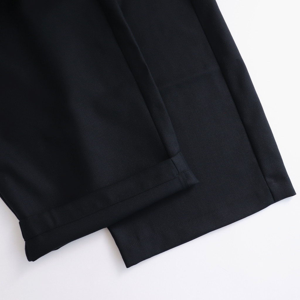 WORSTED SERGE 2TUCK WIDE EASY PANTS #9900 BLACK [GNMDS2502WS]