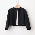 DENSELY LINEN TRIMING BOLERO #Black [no.7311]