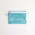 FLAT POUCH MEDIUM #GINGHAM TEAL [TMB-2565H]