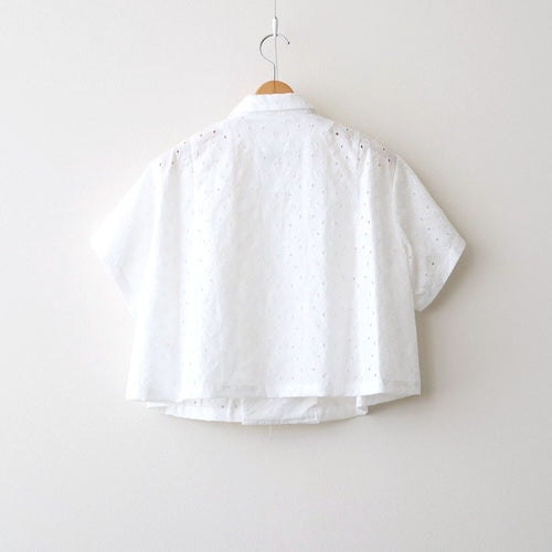 ⼼の花苑 Open-collar cropped overshirt #white [TLF-226-SH007-ec]