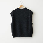 woolen cotton & silk nep wool tweed-knit vest #black tweed [WXFL-UW125]