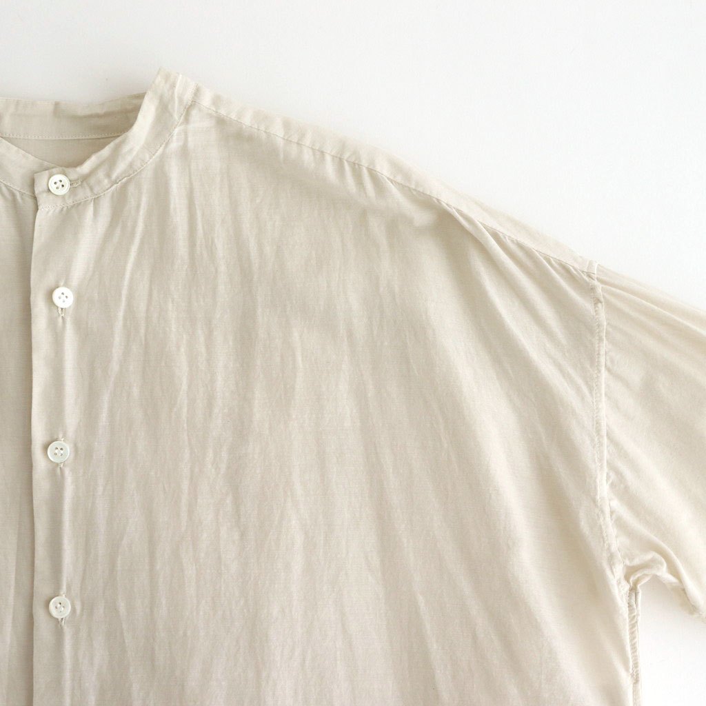 G.D COTTON SILK STAND COLLAR LONG SHIRT #Ivory [no.7366]