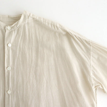 G.D COTTON SILK STAND COLLAR LONG SHIRT #Ivory [no.7366]
