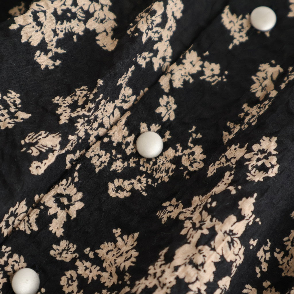 フラワープリント/ナチュラルタイプライター バンドカラーシャーリングBL #021 ウェーブフラワーモカ [PA260BL029]