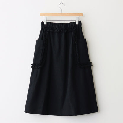 FRILL DECORATION SKIRT #Black × Black [no.7130]