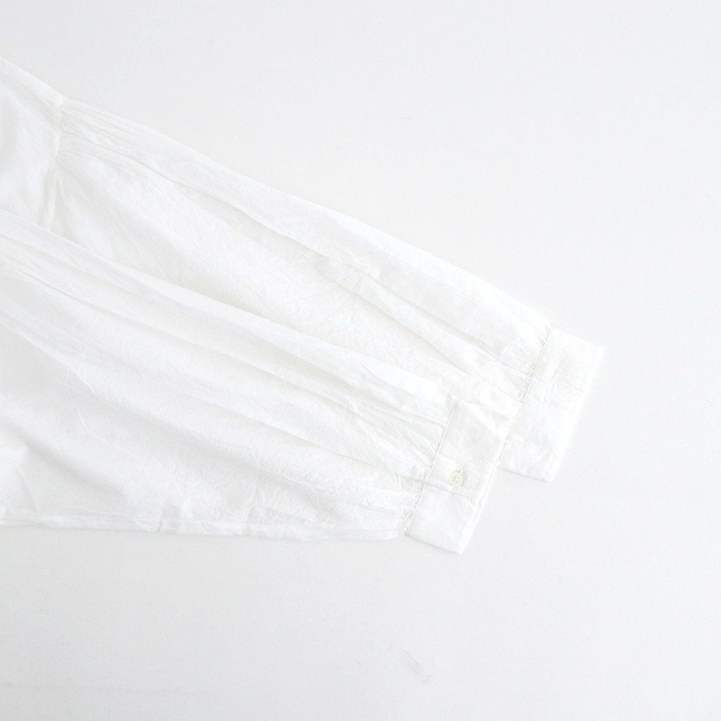 60s COTTON CAMBRIC PLAIN WITH LACE LACE & STRING COLLAR GATHERED SHIRT #9000 WHITE [NSL26552]