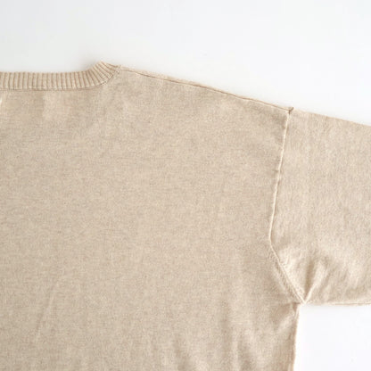 14GG 2PLY PLAIN STITCH COTTON/WOOL/CASHMER CREW-NECK PULLOVER #8100 NATURAL [GNSL24542]