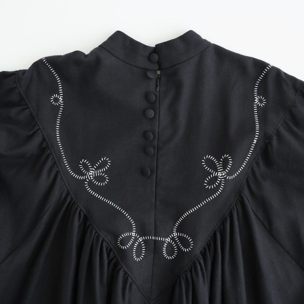 夢詠み Embroidered-Yoke dress #Black [26F-OP1412-CWF]