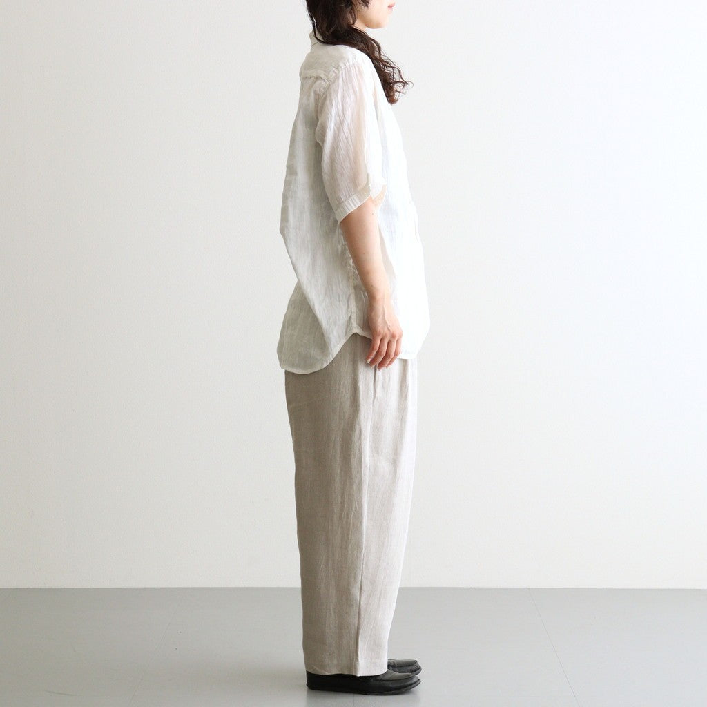 AUTO LOOM LINEN/COTTON PLAIN OVERDYE OPEN COLLAR S/SL SHIRTS #9000 WHITE(WASHED) [IMDSH2612LCD]