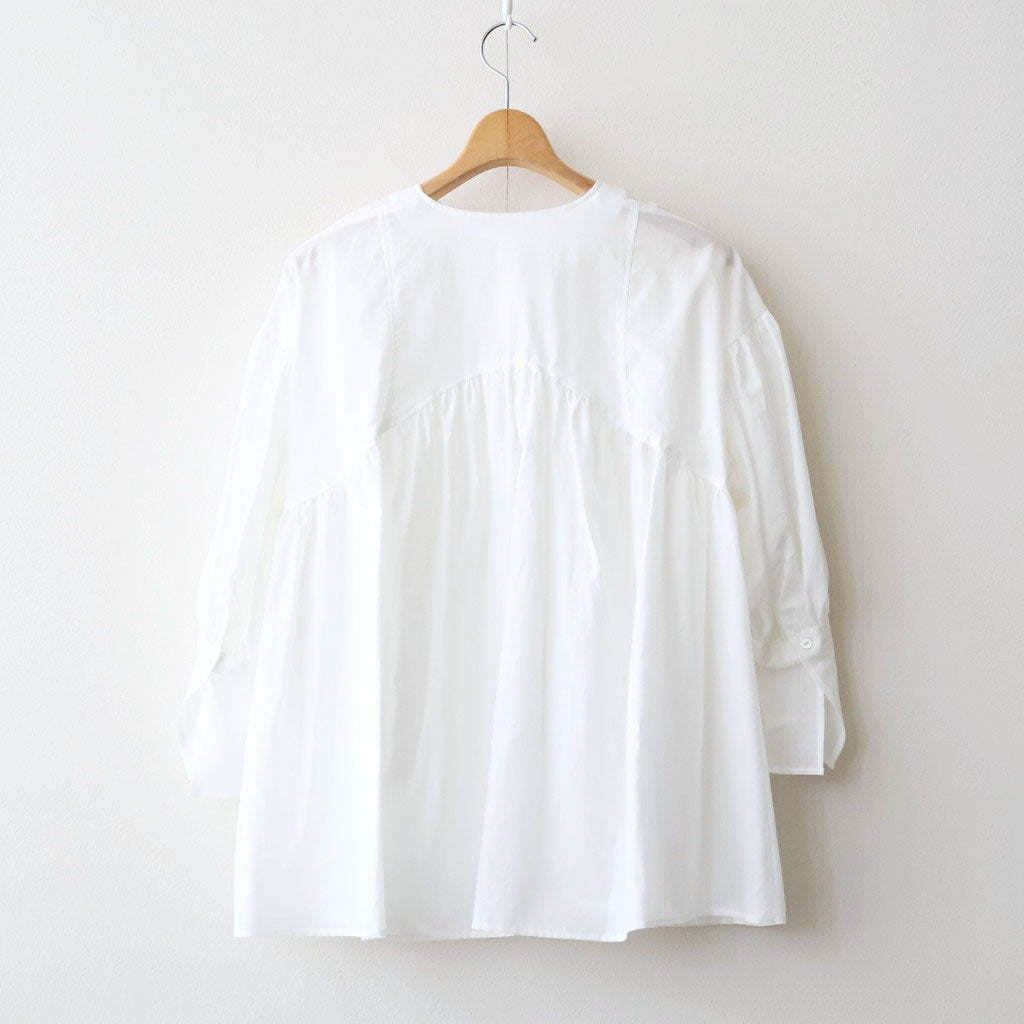 静寂の⽋⽚ Gathered half-placket blouse #white [TLF-226-SH010-la]
