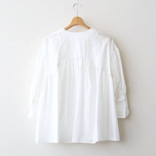 静寂の⽋⽚ Gathered half-placket blouse #white [TLF-226-SH010-la]