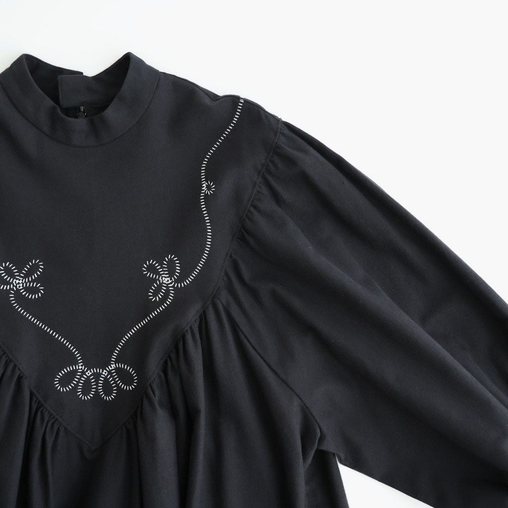 夢詠み Embroidered-Yoke dress #Black [26F-OP1412-CWF]
