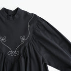 夢詠み Embroidered-Yoke dress #Black [26F-OP1412-CWF]