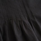 80s VOILE PLAIN WITH CUT WORK LACE CREW NECK FRENCH/SL SHIRTS WITH PINTUCK #9900 BLACK [INSL26342]