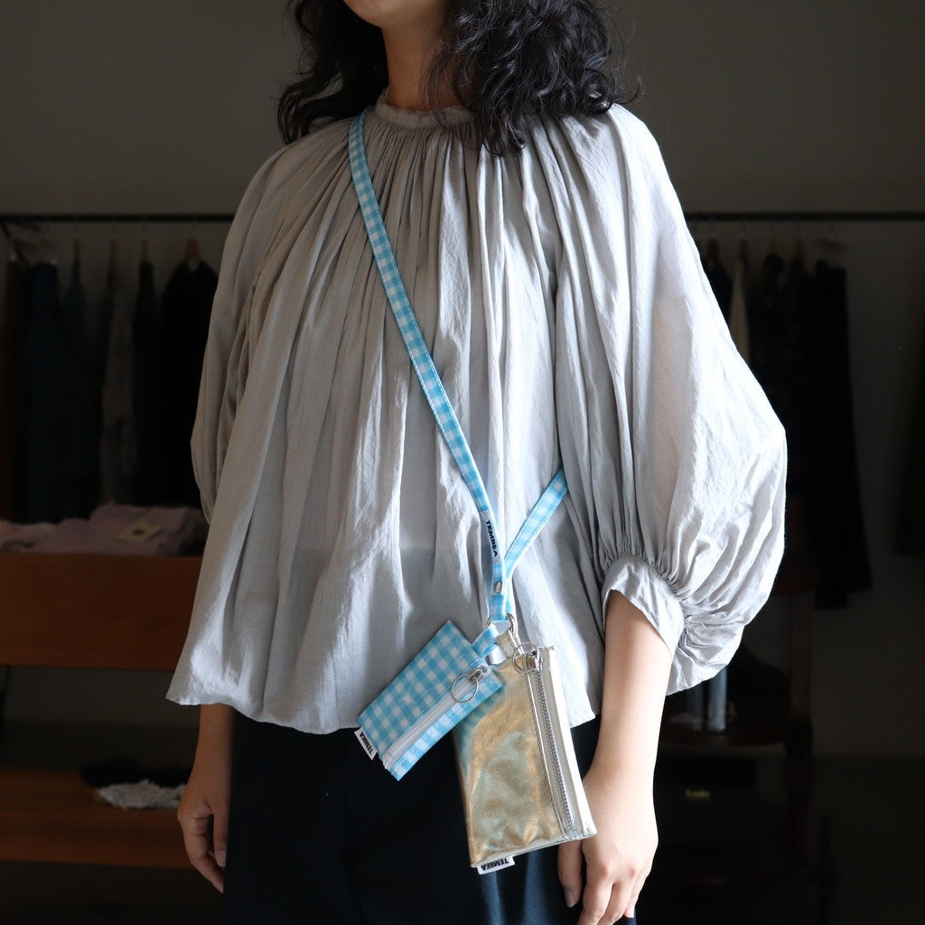 TASUKI STRAP LONG #GINGHAM SAX [TMB-2353A]