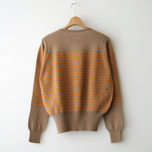 Stripe Cardigan #Beige x Orange [Oni067]
