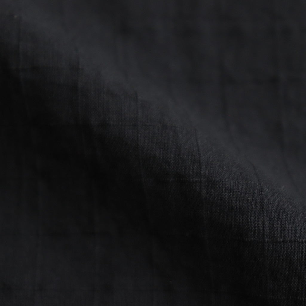80s ORGANIC DOBIE CHECK(OVERDYE) BANDED COLLAR MAXI DRESS WITH PINTUCK #9971 O.BLACK [NMDS25254D]