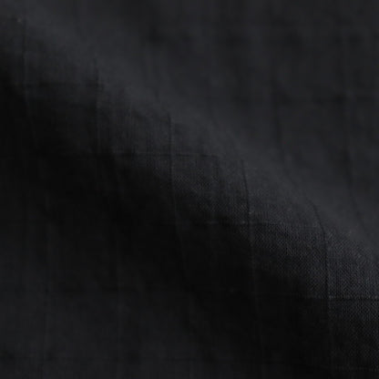 80s ORGANIC DOBIE CHECK(OVERDYE) BANDED COLLAR MAXI DRESS WITH PINTUCK #9971 O.BLACK [NMDS25254D]