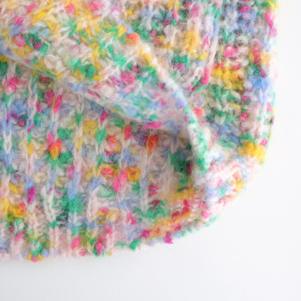 superkid mohair & cotton nep yarn ribbed-knit C/D #pink [WVFL-UW111]