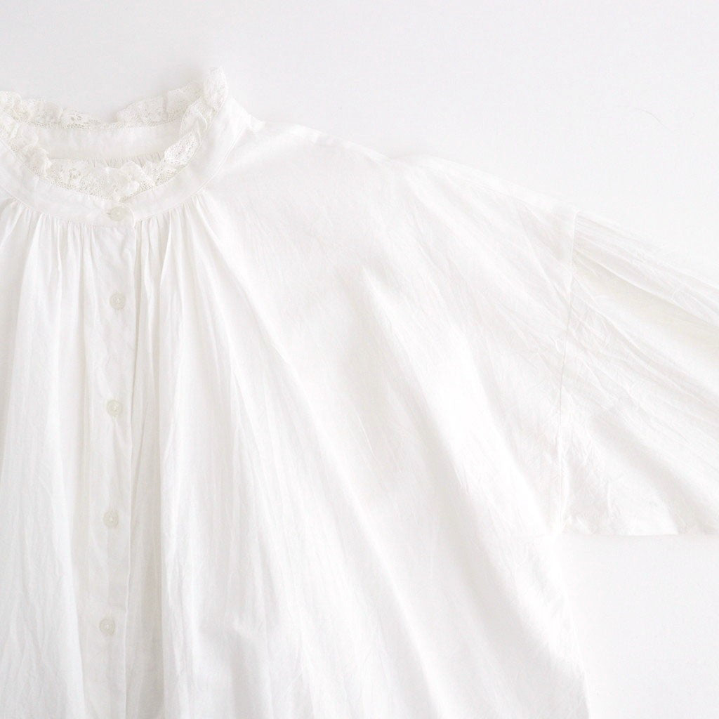 60s COTTON CAMBRIC PLAIN WITH LACE LACE FRILL COLLAR SHIRT #9000 WHITE [NSL26551]