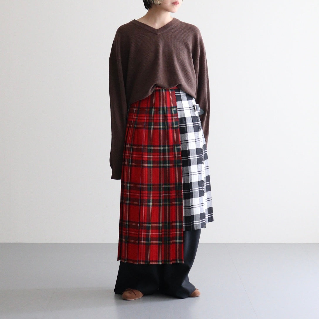 O'NEIL OF DUBLIN × UNFIL 】worsted wool asymmetry kilt skirt