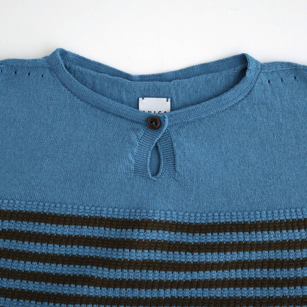 Stripe Long-sleeved Tee #Blue x Brown [Oni068]