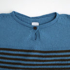 Stripe Long-sleeved Tee #Blue x Brown [Oni068]