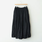 60s AUTOLOOM LINEN/COTTON PLAIN OVERDYE GATHERED SKIRT #9900 BLACK [INMDS26012D]