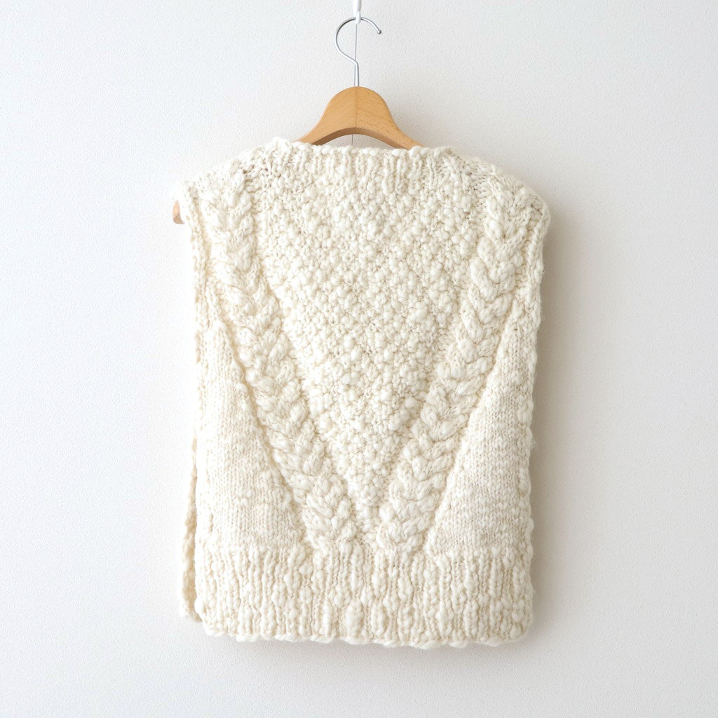 夜を紡ぐ Knitted vest #ecru [TLF-126-hkn001]