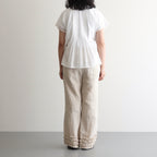 80s COTTON VOILE PLAIN BANDED COLLAR FRENCH/SL PINTUCK SHIRT #9100 OFF WHITE [NSL25042]