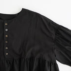 静寂の⽋⽚ Gathered half-placket blouse #black [TLF-226-SH010-la]