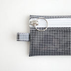 FLAT POUCH MINI #GINGHAM SMALL BLACK [TMB-2352A]